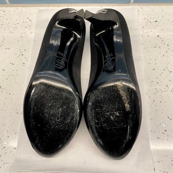 Chanel 2012 Interlocking CC Logo Lagerfeld Satin Crystal Pumps 38.5 Box Dust Bag - Picture 10 of 16